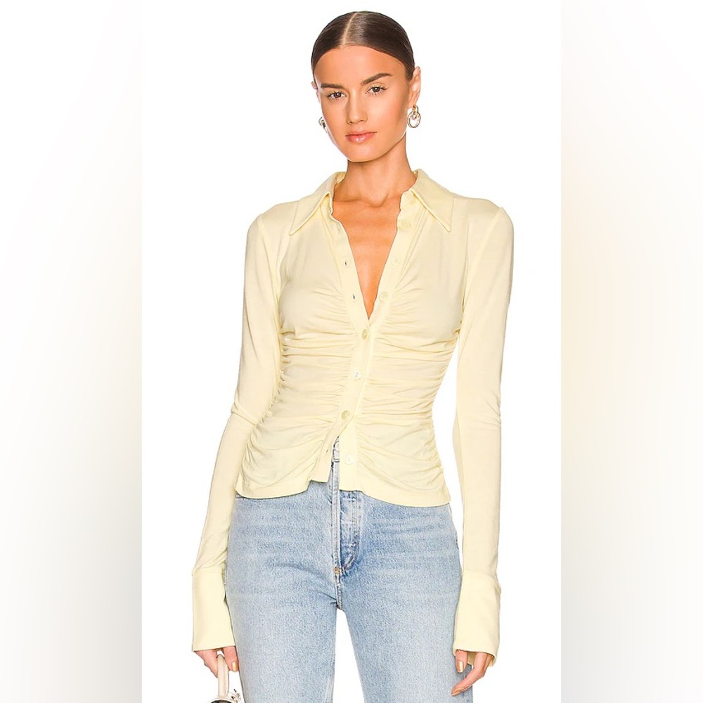 Song of Style Efra Top Button-Down Shirt, in Mellow Yellow size M. New with tags
